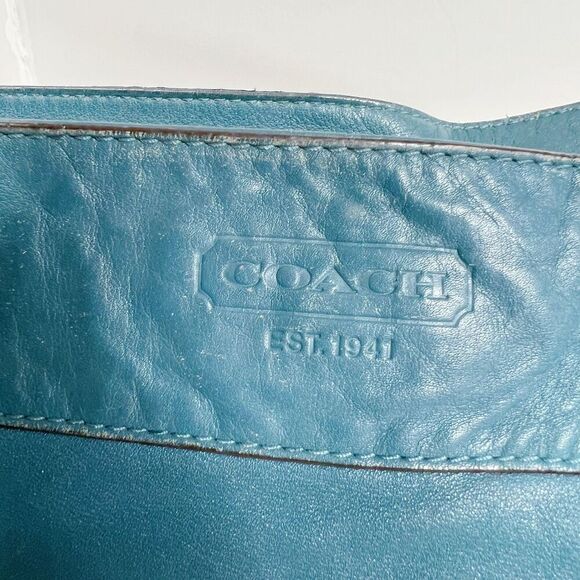 Vintage Coach Leather Hobo Bag Tosca Teal Blue Shoulder Bag Purse - Picture 7 of 13